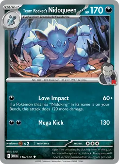 Team Rocket's Nidoqueen, card 116 from Destined Rivals