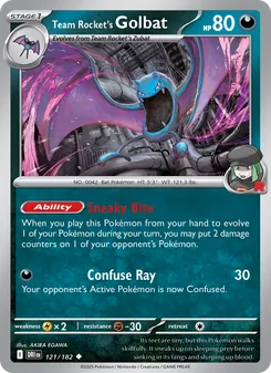 Team Rocket's Golbat, card 121 from Destined Rivals