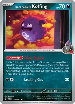 Team Rocket's Koffing, card 125 from Destined Rivals