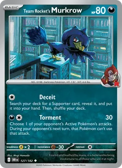 Team Rocket's Murkrow, card 127 from Destined Rivals