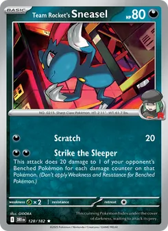 Team Rocket's Sneasel, card 128 from Destined Rivals