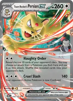 Team Rocket's Persian ex, card 150 from Destined Rivals