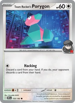 Team Rocket's Porygon, card 153 from Destined Rivals