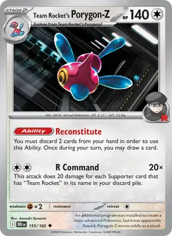 Team Rocket's Porygon-Z, card 155 from Destined Rivals