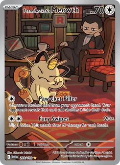 Team Rocket's Meowth, card 203 from Destined Rivals