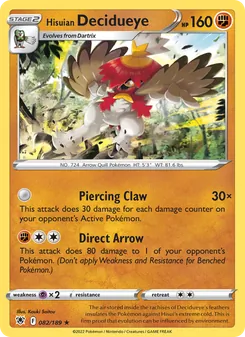 Hisuian Decidueye, card 082 from Astral Radiance