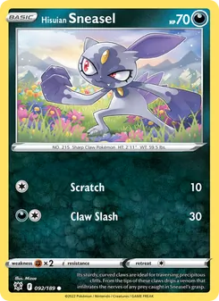 Hisuian Sneasel, card 092 from Astral Radiance