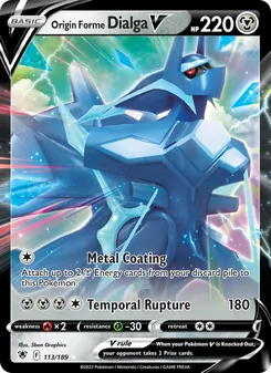 Origin Forme Dialga V, card 113 from Astral Radiance