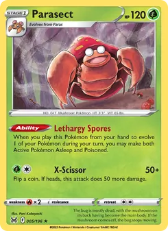 Parasect, card 005 from Lost Origin