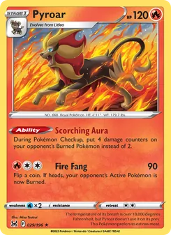 Pyroar, card 029 from Lost Origin