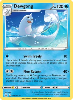 Dewgong, card 034 from Lost Origin