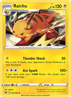 Raichu, card 053 from Lost Origin