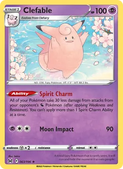 Clefable, card 063 from Lost Origin