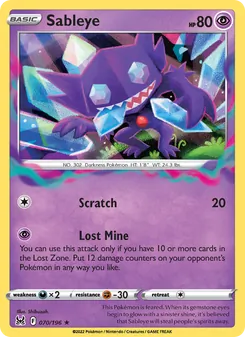 Sableye, card 070 from Lost Origin