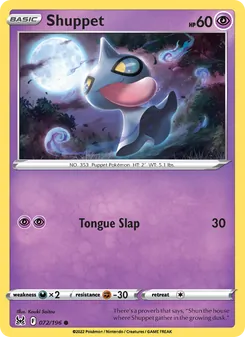 Shuppet, card 072 from Lost Origin