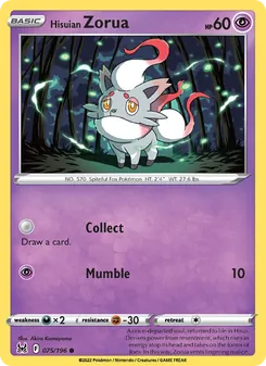 Hisuian Zorua, card 075 from Lost Origin