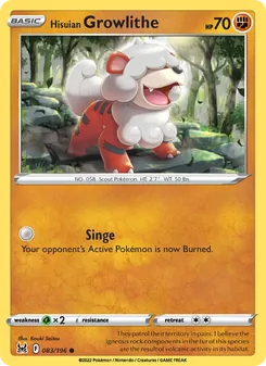 Hisuian Growlithe, card 083 from Lost Origin