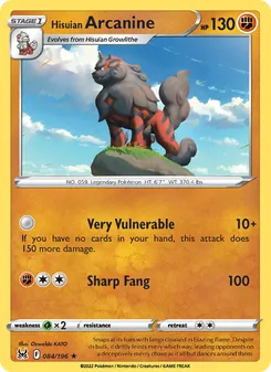 Hisuian Arcanine, card 084 from Lost Origin