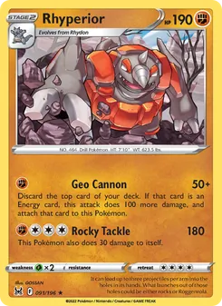 Rhyperior, card 091 from Lost Origin