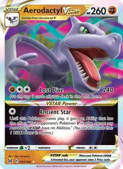 Aerodactyl VSTAR, card 093 from Lost Origin