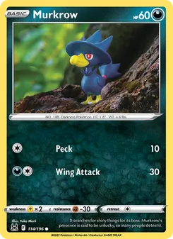 Murkrow, card 114 from Lost Origin