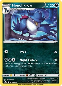 Honchkrow, card 115 from Lost Origin