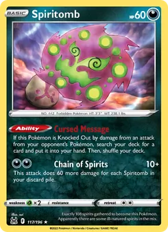 Spiritomb, card 117 from Lost Origin