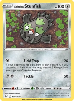 Galarian Stunfisk, card 127 from Lost Origin