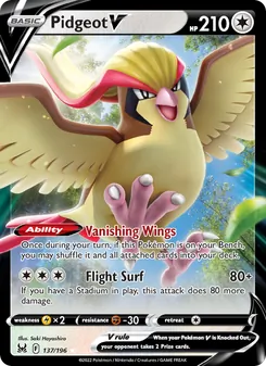 Pidgeot V, card 137 from Lost Origin