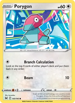 Porygon, card 140 from Lost Origin