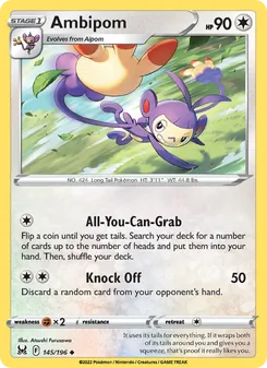 Ambipom, card 145 from Lost Origin