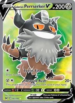 Galarian Perrserker V, card 183 from Lost Origin